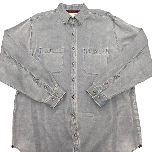 The Territory Ahead Other - The Territory‎ Ahead Shirt Mens XL/T Blue Silk Cotton Blend Long Sleeve Vintage
